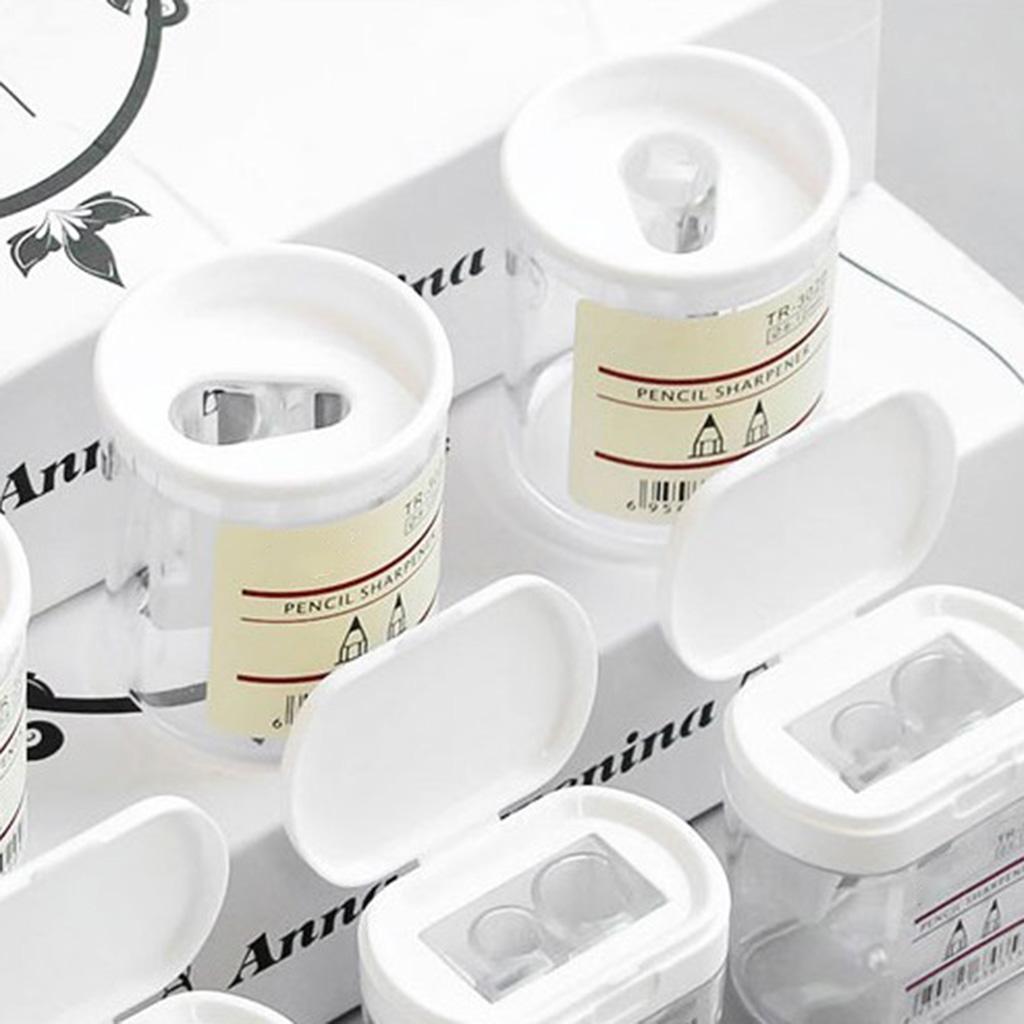 Mini Doppelspitzer Tragbarer Transparenter Bleistiftspitzer mit Deckel Klassenbelohnungen Partyzubehör für Kinder
