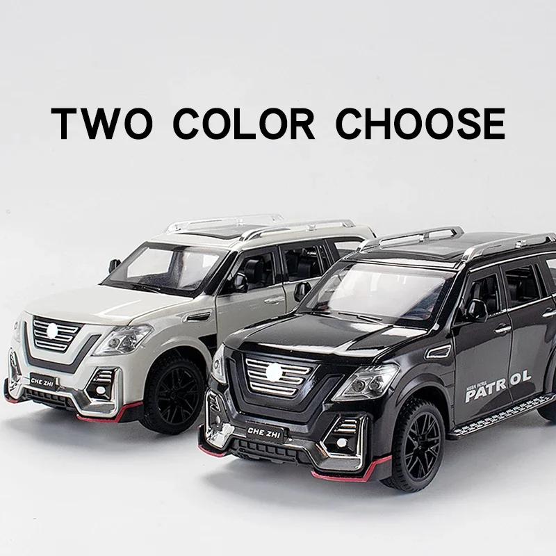 New 1:24 Nissan Patrol Off-road SUV Alloy Model Car Diecast car Toy Model Collectible Iron Toy Car Sound Light Car For Boys Kids C48