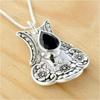 Vintage Synthetic Black Synthetic Zirconia Pendant Necklace for Women Exquiaite Silvery Plated Daily Banquet Jewelry Accessories