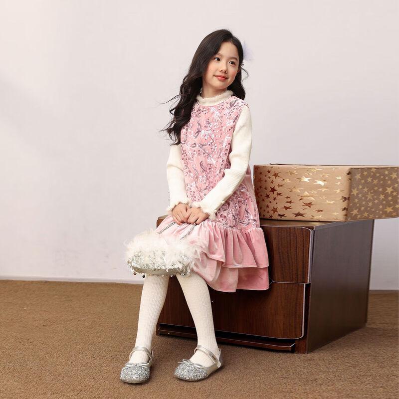 Girls' Sequin Velvet Party Dress