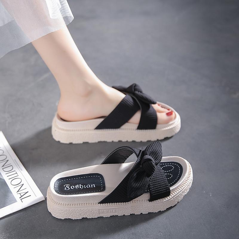 

Платформа Сандалии с перекрещенным бантом Однотонные шлепанцы Уличные подарки Мода 40 чёрный