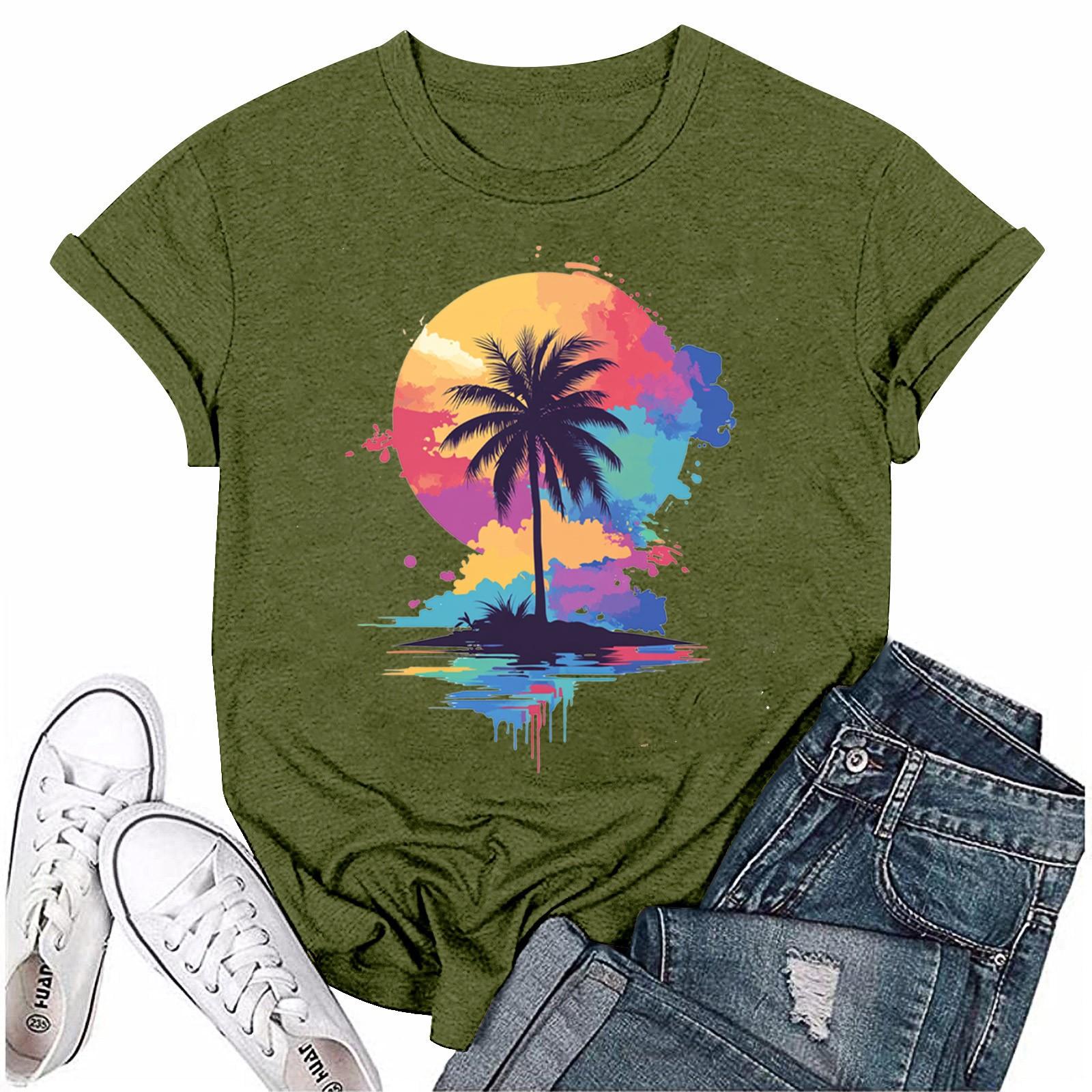 

Женская мода с принтом, круглым вырезом, коротким рукавом, футболка, пуловер, топ S