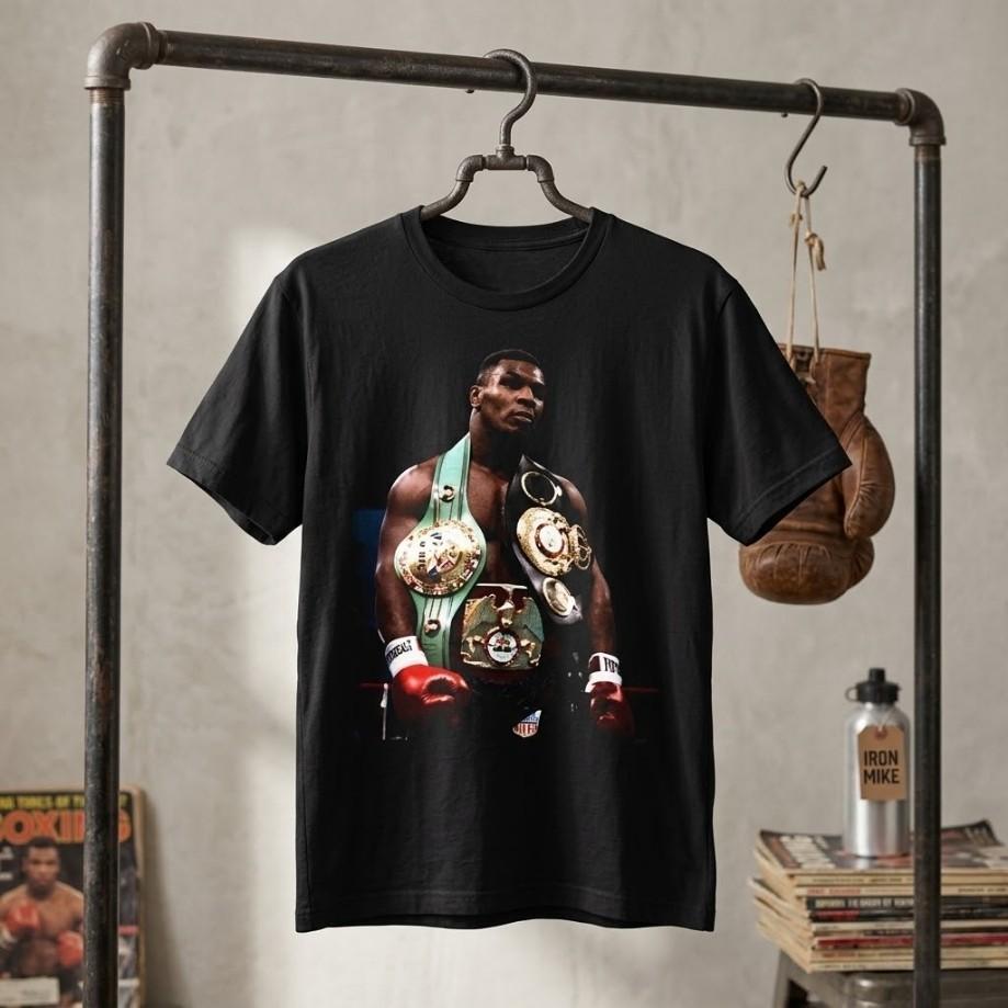 Iron Mike Tyson Shirt Boxing Champion Championship Belts Legend Black Unisex T-Shirt S