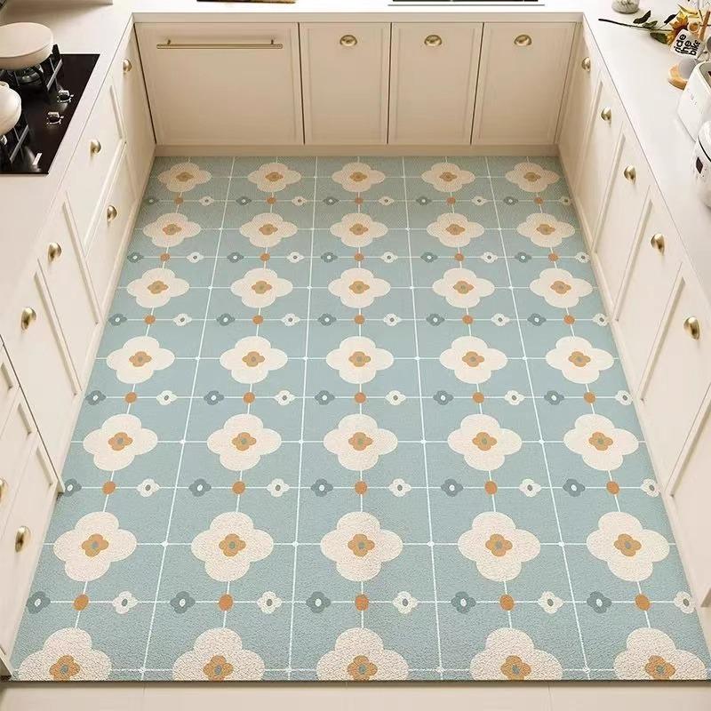 Pvc Leather Washable Kitchen Floor Mat Scrubbable Waterproof Non-Slip Carpet Dirt-Resistant Oil-Resistant Scratch-Resistant Rug