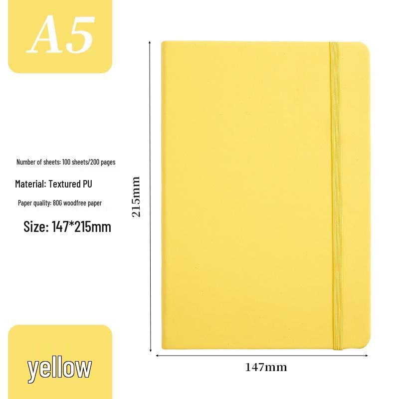 A5 Solid Color PU Leather Lace-Up Notebook with Custom Logo Option.