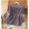 Embroidered Fashion Three-quarter Sleeve T-shirt Summer Loose and Thin Cotton Round Neck Pullover Small Shirt Top
