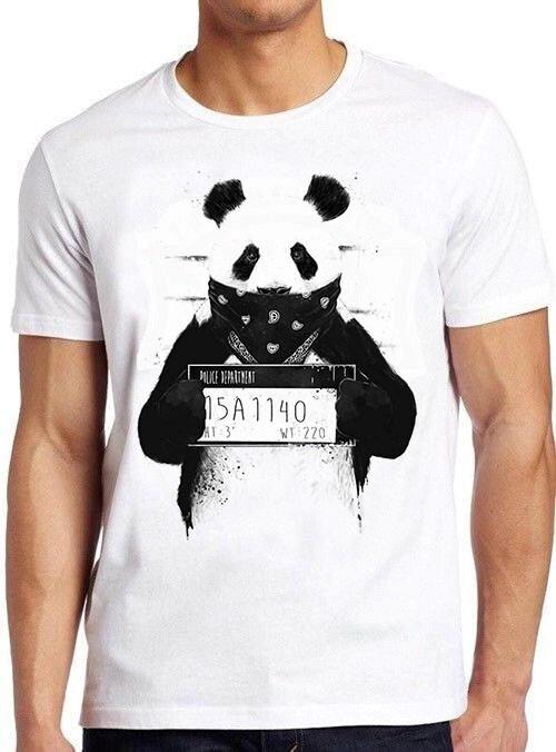 Gangsta Panda Bear Prison Mugshot Meme Funny Gift Top Tee T Shirt M922 M