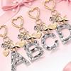 Silver Diamond Resin Letter Keychain with Star, Heart & Butterfly Charms - Gift for Girls' Bags