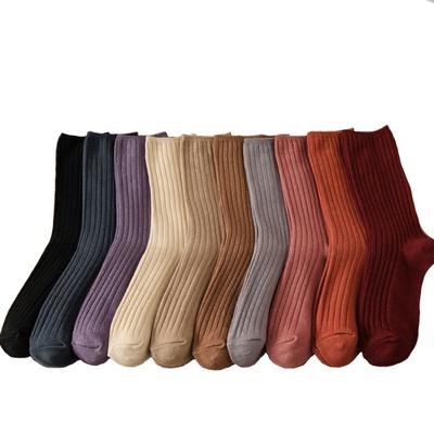 Lotto da 3 Paia Set Calzini Donna Colore Unico Elegante Retrò Calzini Lunghi Donna Traspiranti Stile Giapponese Casual Cotone Calzino Lungo