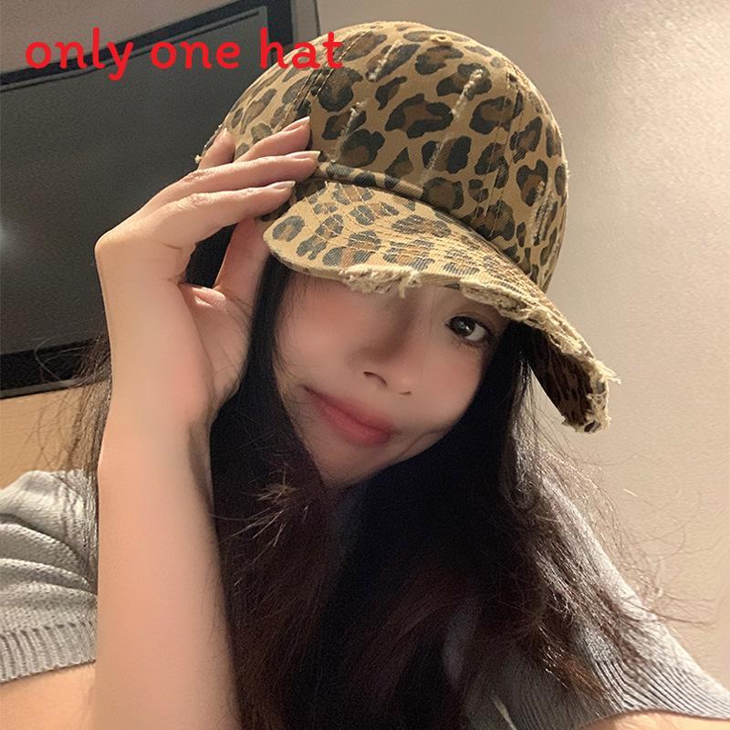 American Retro Leopard Print Embroidered Baseball Cap With Curved Brim For Women Sunshade