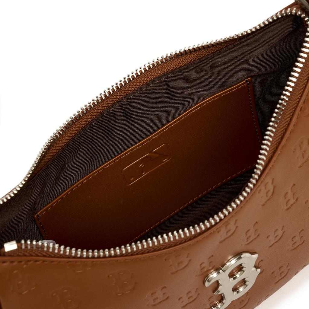 New MLB Monogram Collection Polyester Shoulder Bag Hobo Bag Handbag Shoulder Bag Unisex Coffee Brown 3ABQS022N-43BRS