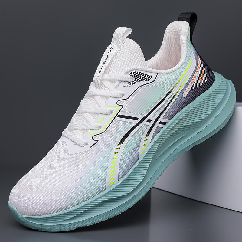 Men's Shoes Summer Running Shoes Lace-up Mesh Hollow Breathable Lightweight Running Student Sports and Leisure Shoes