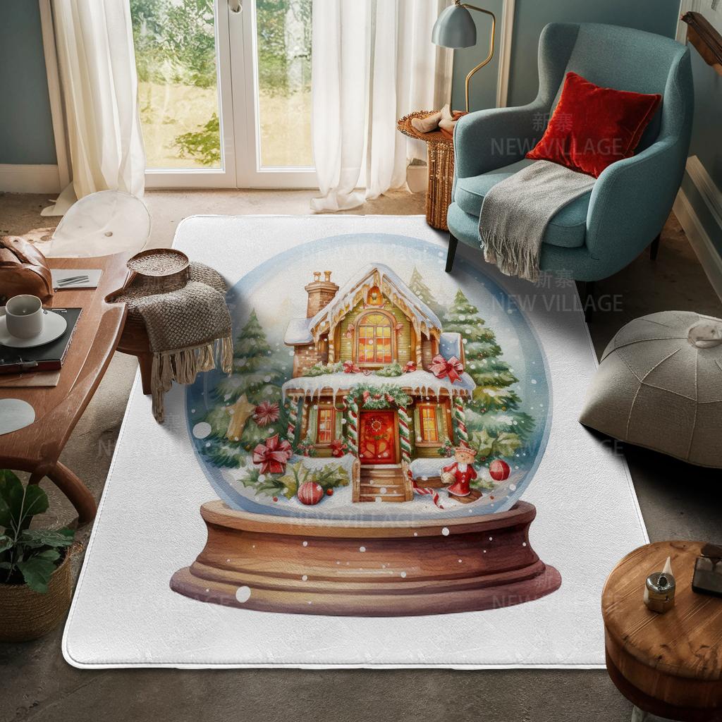 House Entrance Carpet Home Door Mat Living Room Bath Foot Bathroom Non-slip Water Absorption Rugs Bath Merry Christmas Winter