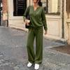 Women's Loose Fit Long Sleeve Top and Wide Leg Pants 2-Piece Tracksuit for Casual Workout