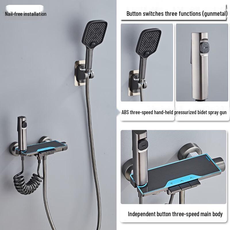 Gunmetal Grey 3-Function Adjustable Shower System
