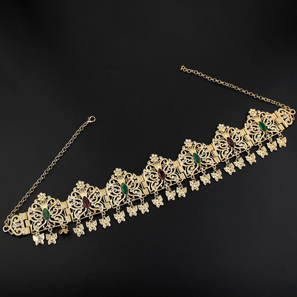 Elegante Gioiello per Capelli Color Oro Catena da Fronte Corona da Sposa Matrimonio Accessori Catena per Capelli Farfalla