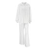 Womens Cotton Linen Blend 2-Piece Set Street Style Loose Casual Long Sleeve Shirt Pants