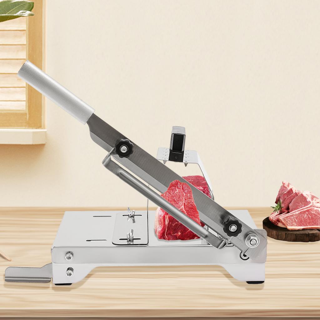 Manual Frozen Meat Slicer with 0.3-8mm Adjustable Thickness, 430 Stainless Steel Non-Slip for Home Restaurant Cutting