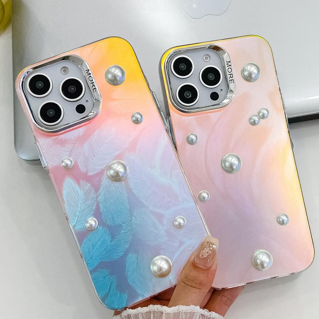 Electroplated Laser for IPhone16E Mobile Phone Case for Apple 15PROMAX Trendy Pearl 14 Protective Case