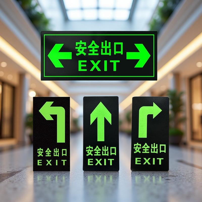 Leuchtsticker Sicherheitsausgangsanweisungsschilder Leuchtsticker Wandsticker Leuchtet im Dunkeln Sticker Einkaufszentrum Sicherheitswarnwerkzeuge