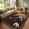 Chinese Style Magnolia Bird Moon Area Rug, Traditional Oriental Floral Print Floor Mat, Non-Slip Bedroom Carpet  Floor Mats