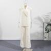 Fashion Women's Stripe Vest Trouser Suits Sleeveless Turn-Down Collar Lady Set 2025 Spring Summer Casual 2 Pieces Set Women