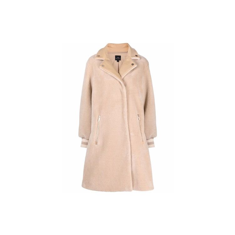 Armani Exchange Polo Collar Fleece Coat Women outerwear Beige 6KYK20-YNUSZ-1678