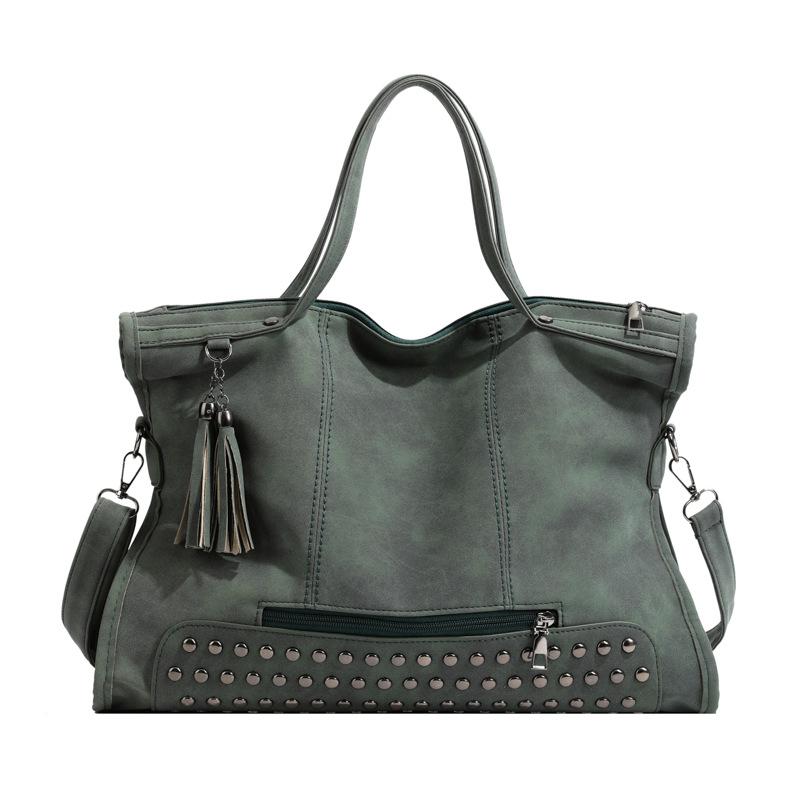 

Rivet Tassel Motorcycle Bag for Women Frosted Leather Handbag Shoulder Crossbody Bag Large Capacity Tote Bag Fashion Commute