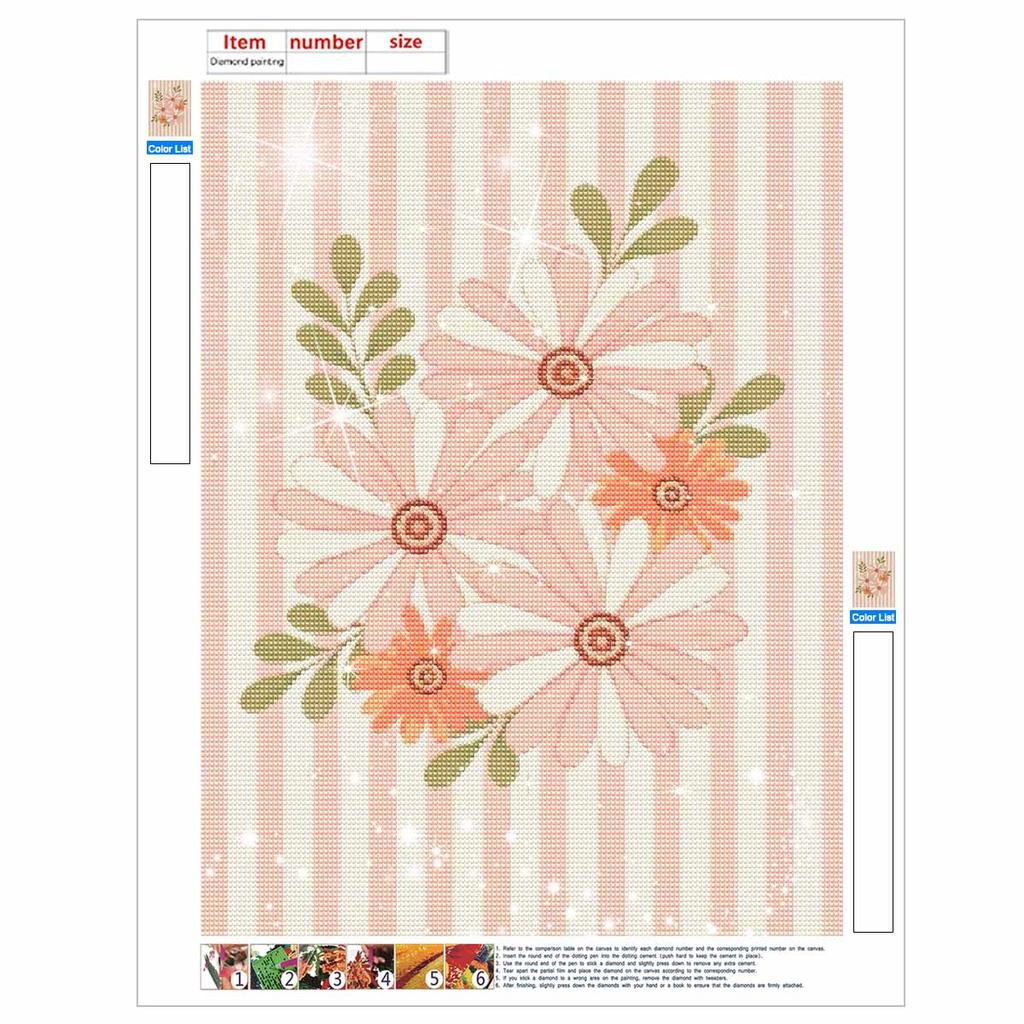 5D Diamond Painting Kit for Adults Relaxing DIY Craft Pink Striped Flowers Art Rhinestones Embroidery Full Drill 30x40cm Home Wall Decor Gift