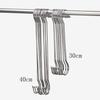 12-Hook Stainless Steel Long Clothes Drying Pole with S-Hooks (30cm Long, 12 Hooks)