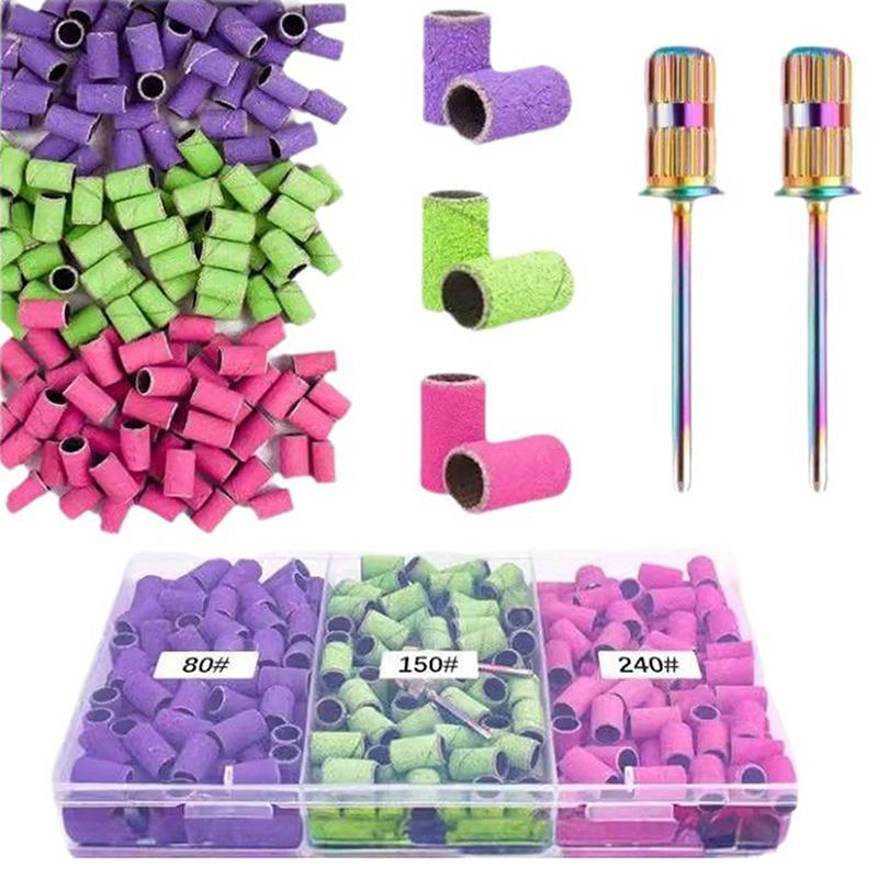 Nail Sanding Ring Bands 210 Pcs Grit Electric Manicure Drill Grinding Heads Uv Gel Polish Removal Pedicure Abrasive Tools