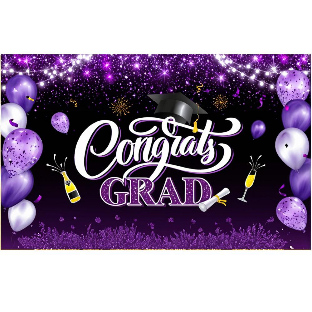 

Красочные воздушные шары для выпускного вечера, приветственный баннер, золотистый фон с шампанским, церемониальные фоны, украшения, фотография 150x90cm фиолетовый