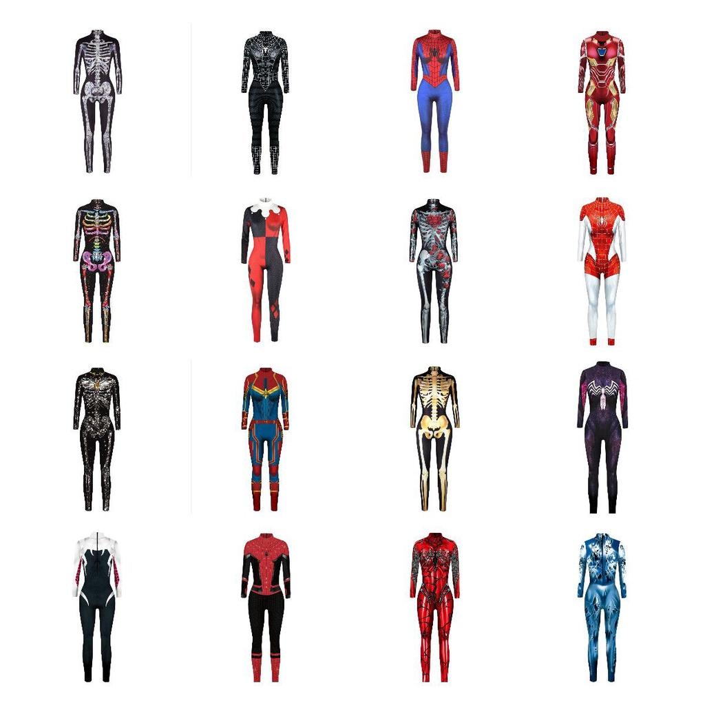 Sexy Iron Man Harley Quinn Halloween Cosplay Jumpsuit Women's Bodysuit