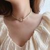 Camellia Necklace Women's Short Diamond-encrusted Pearl Splicing Collarbone Chain Exquisite Fashion Neck Chain