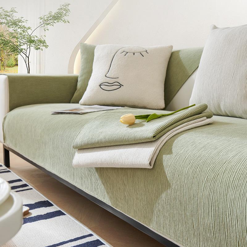 Sofa Cushion Four Seasons Universal Simple Non-Slip Pure Colored Fresh Cushion Chenille Backrest Sofa Cover Slipcover