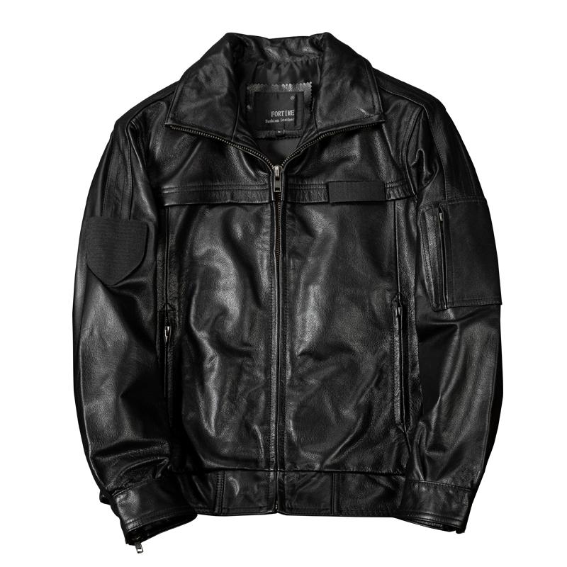 New Gang Flight Jacket Genuine Leather Mens Coat Autumn Loose Fit Large Size Outerwear