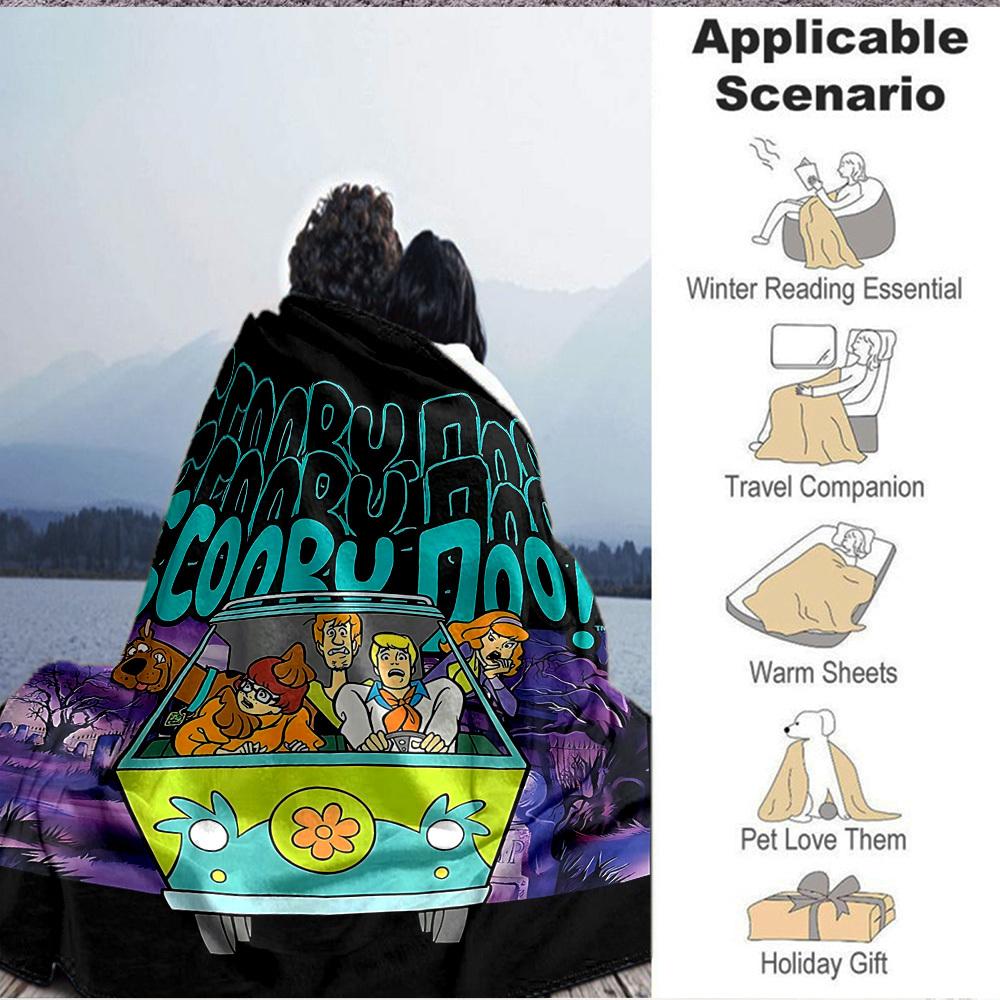 1pc Scooby Doo Blanket Lightweight Flannel Throw For Sofa, Bed, Travel, Livingroom, Office, Couch, Chair, And Bed