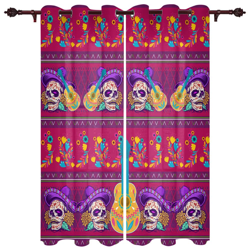 Teschio Artistico Fiori Rossi Onda Nuove Tende Semplici Decorazione per la Casa Tende Forniture Moderne per la Casa