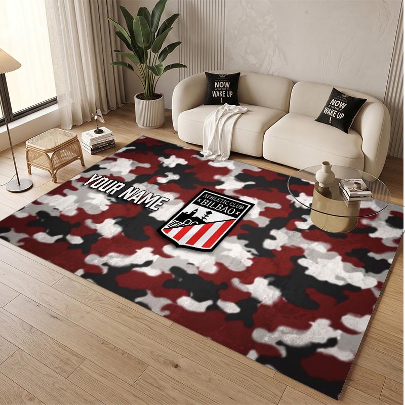 Personalized Crystal Velvet Carpet Athletic Bilbao FC Pattern Non Slip Floor Rug