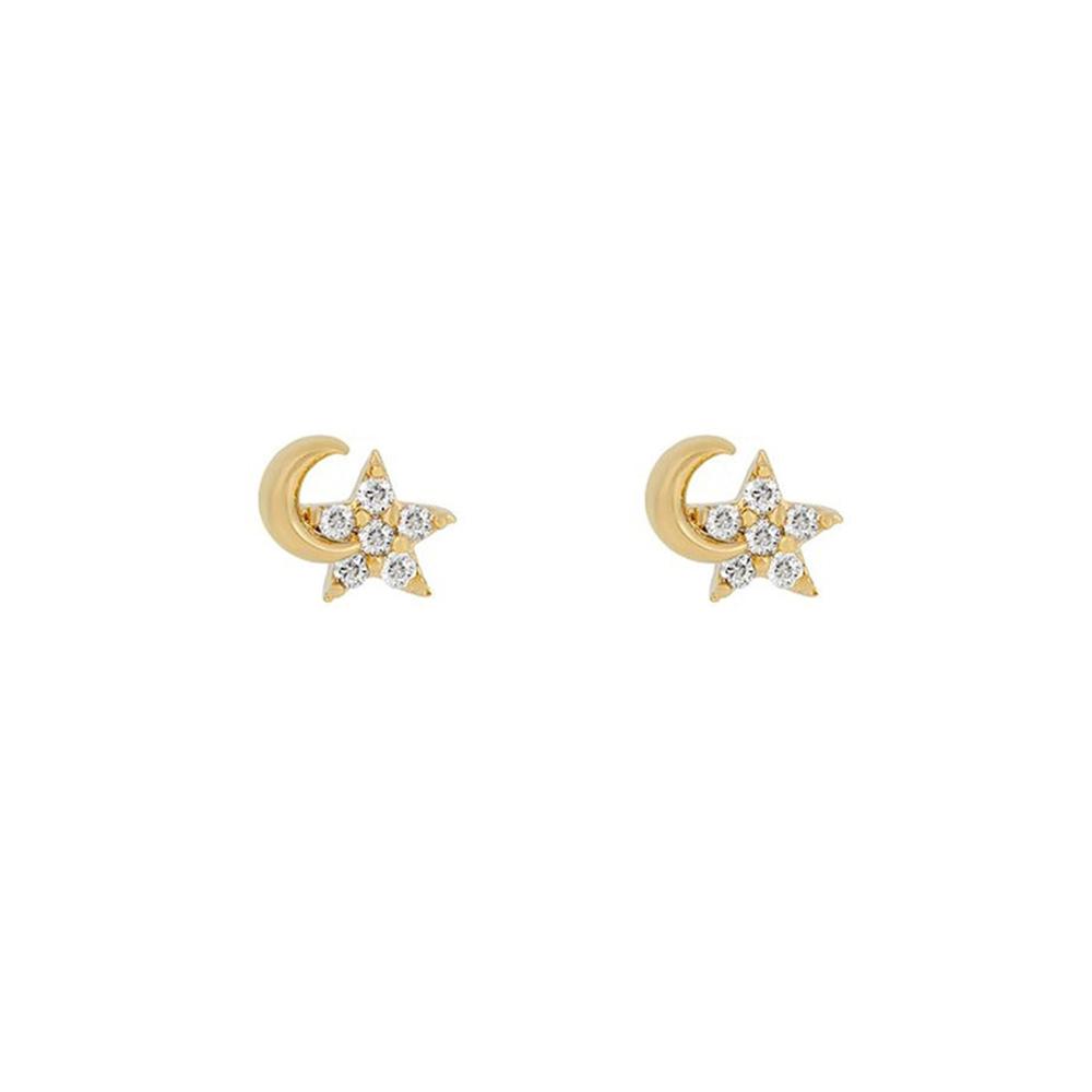 New Design Stainless Steel Cubic Zirconia Chain Stud Earrings For Women Star Moon Cartilage Earring Piercing Jewelry