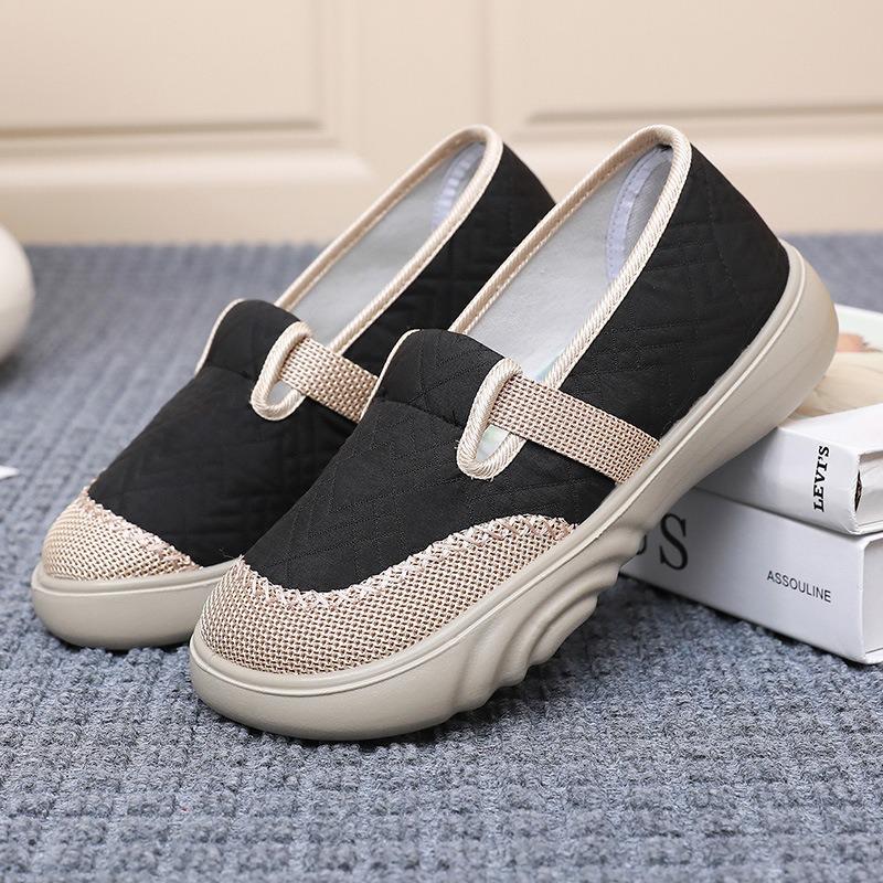 Spring and Autumn new women's cloth shoes trend painted casual shoes soft sole soft surface fly weaving thick sole one pedal single shoes