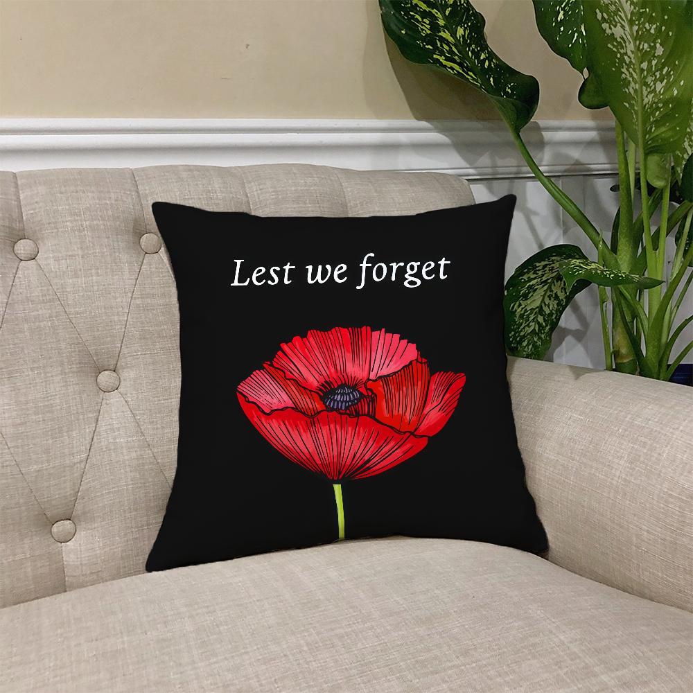 Lest We Forget cushion cover Square Sofa Cushion Cover Casual Skin-Friendly Comfortable Pillow Cover