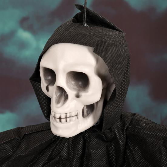 Halloween Hengende Skalle Spøkelse Skummel Grim Reaper Skjelettdekorasjon for Utegård Veranda Spøkelseshus Festdekor