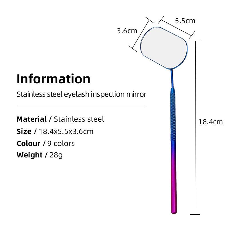 Quality Professional Handheld Stainless Steel Square Large Colorful Eyelash Lash Mirror