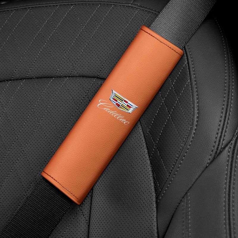Car seat belt Leather Safety Belt Shoulder Cover Breathable Protection Seat Belt Padding Pad Auto Interior For Cadillac accessor