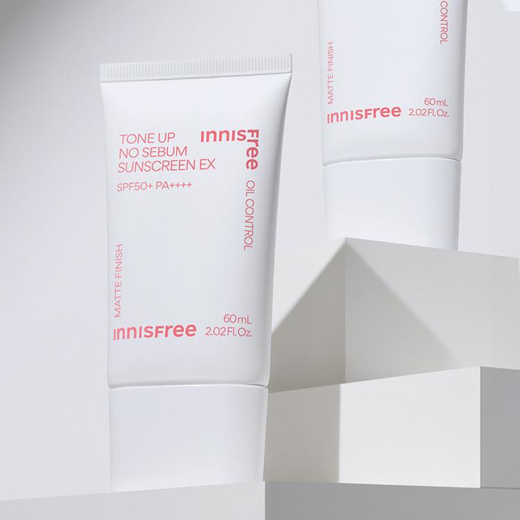 [Double Planning] Innisfree Tone-Up No-Sebum Sunscreen EX SPF 50+ PA++++ 60 ml, 2 unités, cosmétiques coréens