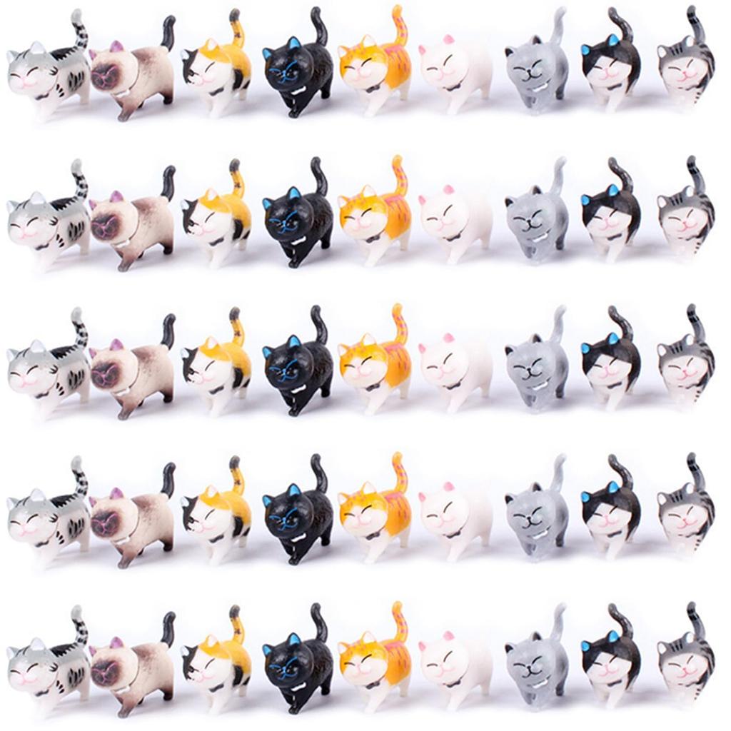 AAGWW Working Cat Figure Kitten Toy Set, Mini Toy Figures, Cat Characters, Birthday Party Accessories, Dark Colors (45 Pieces, 5 Sets Total)