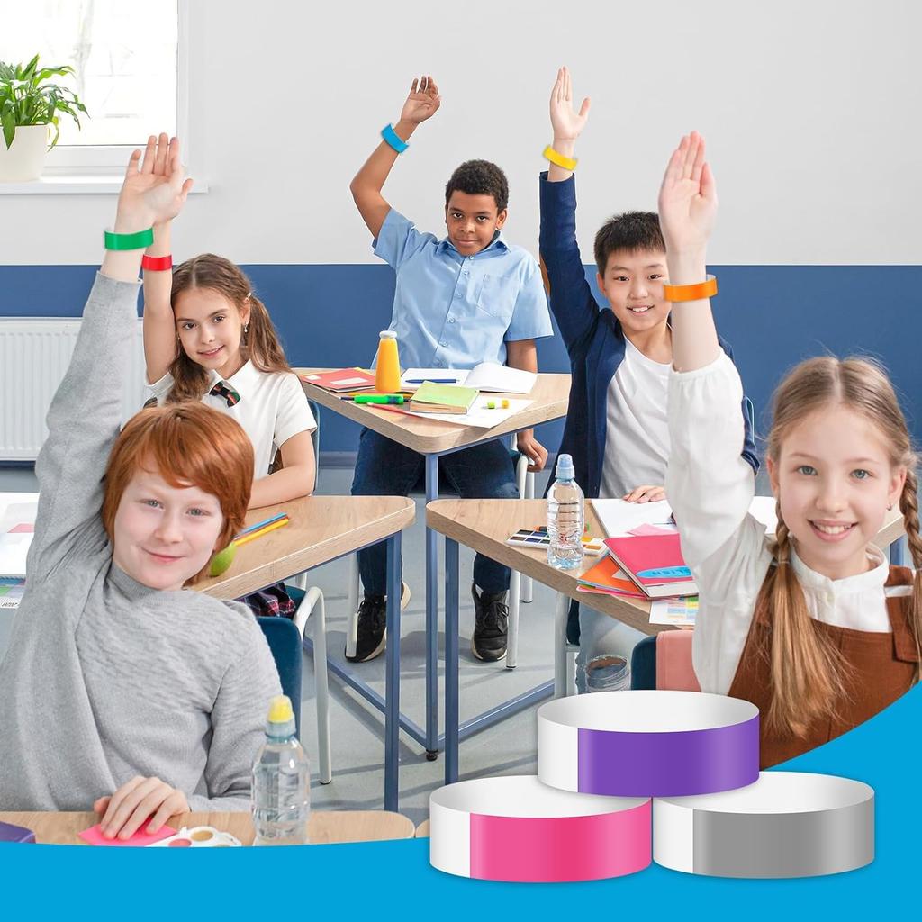 100x Wristbands for Events ID Bands Paper Bracelet Adhesive Wristbands Wrist Bands for Music Festivals Events Bars Clubs Party