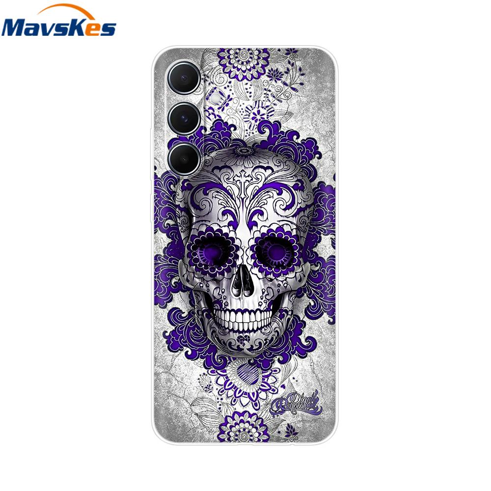 For Samsung Galaxy M35 5G Case Cute Cat Flower Painted Phone Cases For Samsung M35 Case M 35 SM-M356B Silicone Clear TPU Fundas