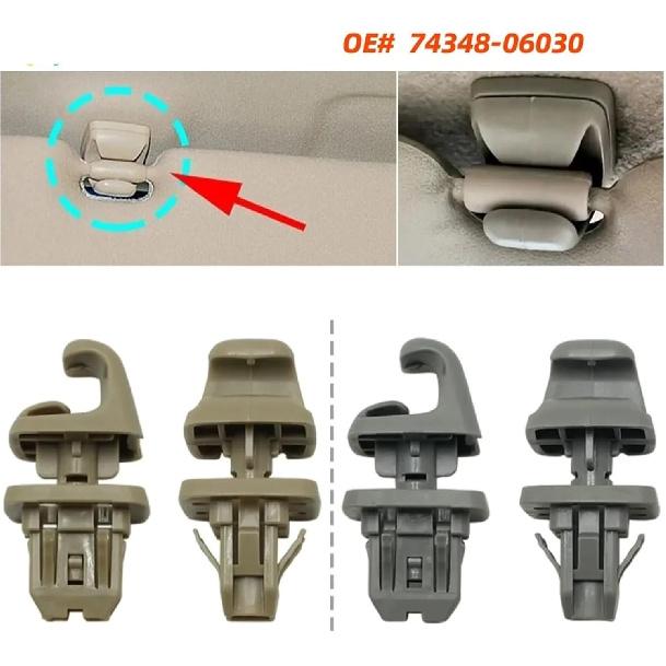 2pcs OE 74348-06030 Sun Visor Holder Clip Compatible Camry Highlander/Prius Retainer(GRAY 2pcs)